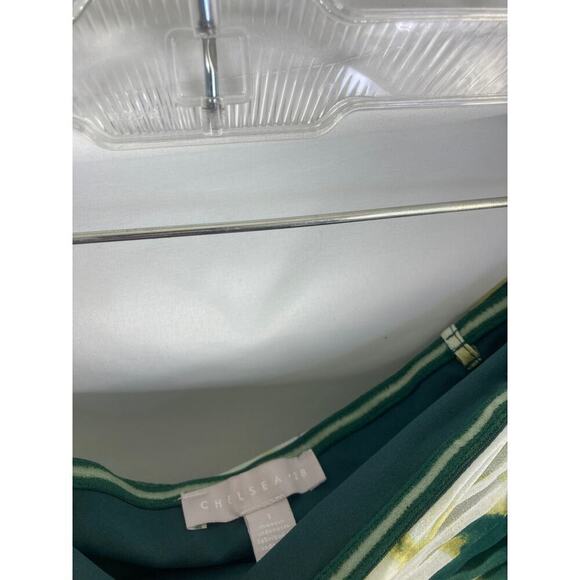 Chelsea28 Abstract Print Ruched Strapless Dress in Green Mineral Size Large - Picture 4 of 6